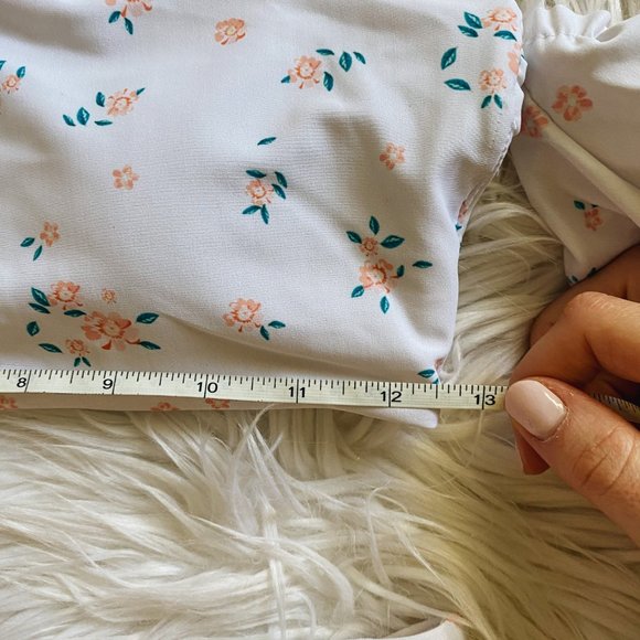 White Peach Floral Off Shoulder Ruffle Bikini - Picture 9 of 13